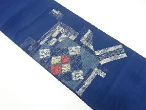 リサイクル　手織り紬幾何学模様織り出し名古屋帯